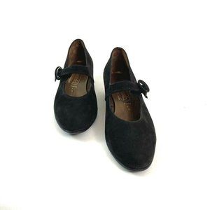 Theresia Womens Fanny Black Suede Buckled strapped comfort sole shoe 6